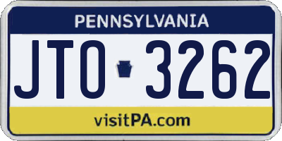 PA license plate JTO3262