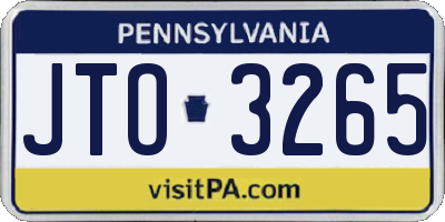 PA license plate JTO3265