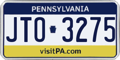 PA license plate JTO3275