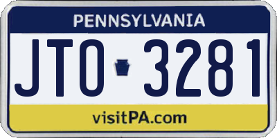 PA license plate JTO3281