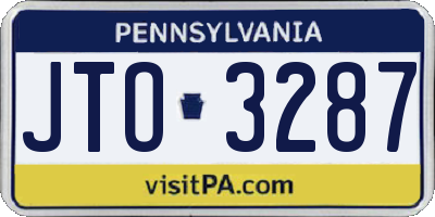 PA license plate JTO3287