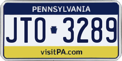 PA license plate JTO3289