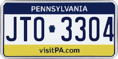 PA license plate JTO3304
