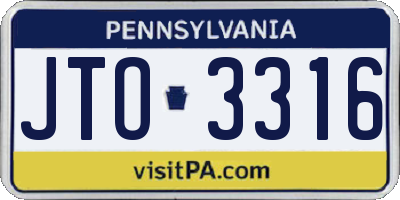 PA license plate JTO3316