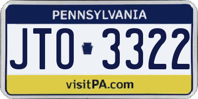 PA license plate JTO3322