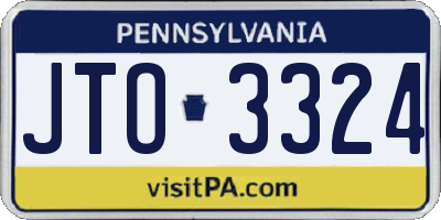 PA license plate JTO3324