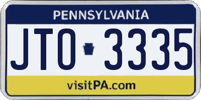 PA license plate JTO3335