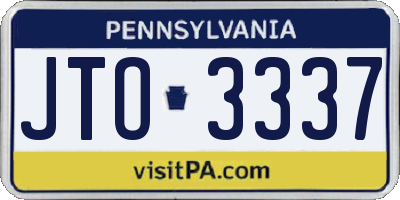 PA license plate JTO3337