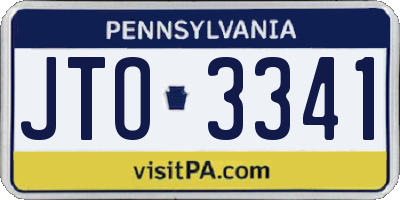 PA license plate JTO3341