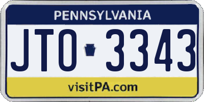 PA license plate JTO3343