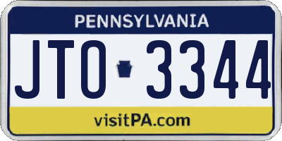 PA license plate JTO3344