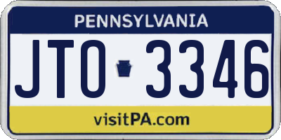 PA license plate JTO3346