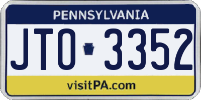PA license plate JTO3352