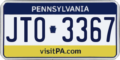 PA license plate JTO3367