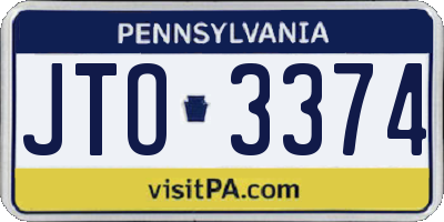 PA license plate JTO3374
