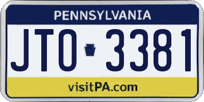 PA license plate JTO3381