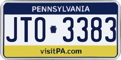 PA license plate JTO3383
