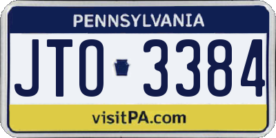 PA license plate JTO3384