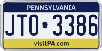 PA license plate JTO3386