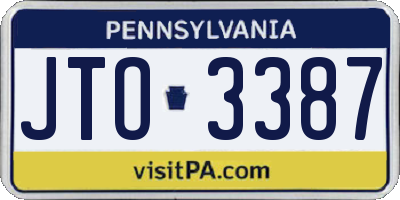 PA license plate JTO3387