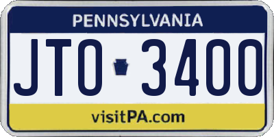 PA license plate JTO3400