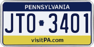 PA license plate JTO3401