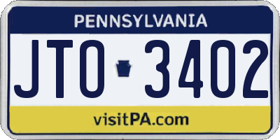 PA license plate JTO3402