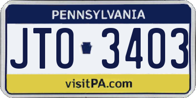 PA license plate JTO3403