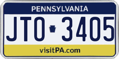 PA license plate JTO3405