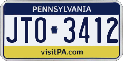 PA license plate JTO3412
