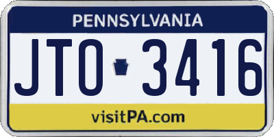 PA license plate JTO3416