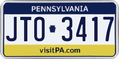 PA license plate JTO3417