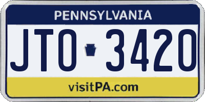 PA license plate JTO3420