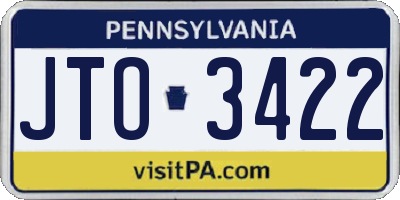 PA license plate JTO3422