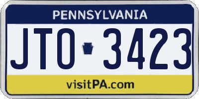 PA license plate JTO3423