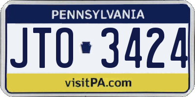 PA license plate JTO3424