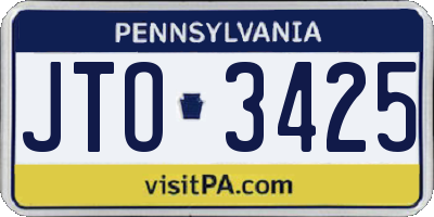 PA license plate JTO3425
