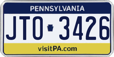PA license plate JTO3426