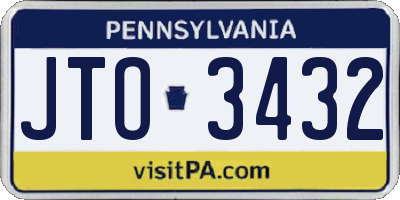PA license plate JTO3432