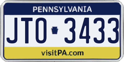 PA license plate JTO3433
