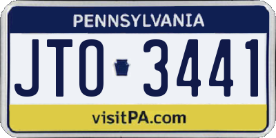 PA license plate JTO3441