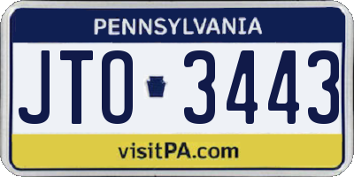 PA license plate JTO3443