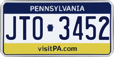 PA license plate JTO3452