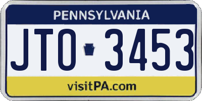 PA license plate JTO3453
