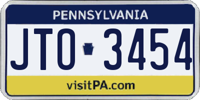 PA license plate JTO3454