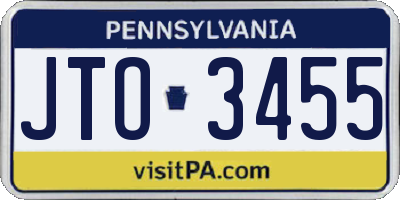 PA license plate JTO3455