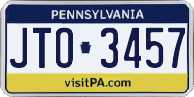 PA license plate JTO3457