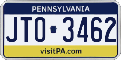 PA license plate JTO3462