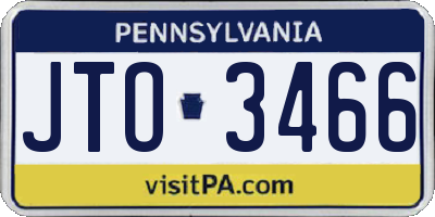 PA license plate JTO3466
