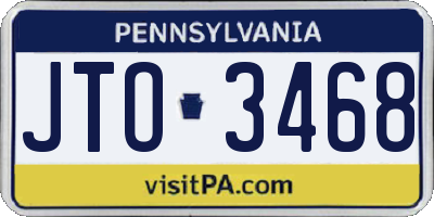 PA license plate JTO3468
